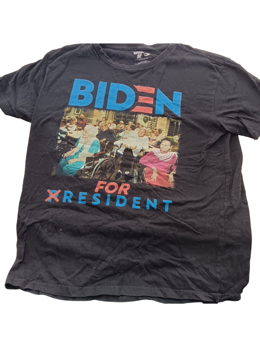 Large Biden For President Graphic T-Shirt Black American AF 100% Cotton Made USA